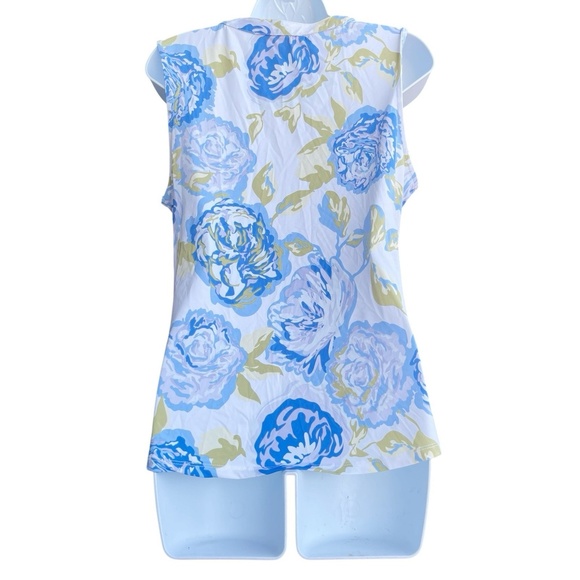 Alex & Parker Floral Sleeveless V-Neck Top Multicolor Blouse Women's M - Picture 2 of 4